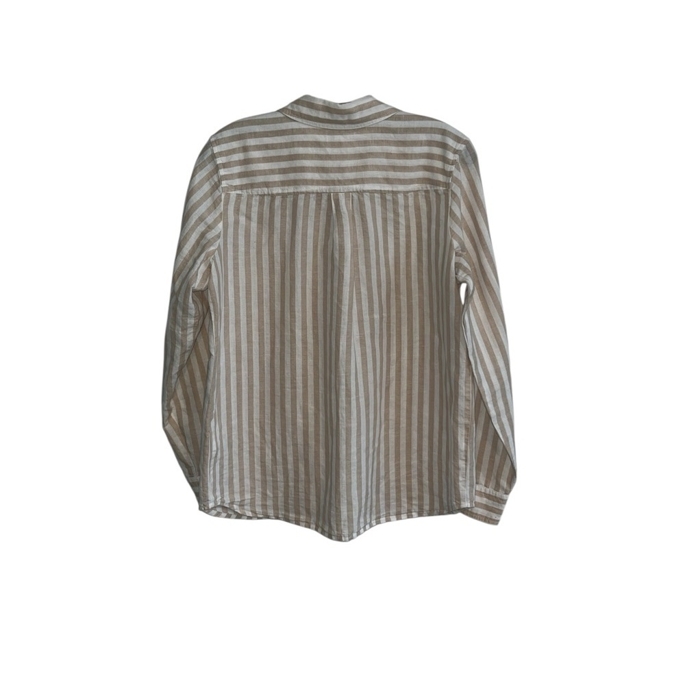 J. Crew Tan Striped Linen Shirt Size Small - Picture 4 of 8